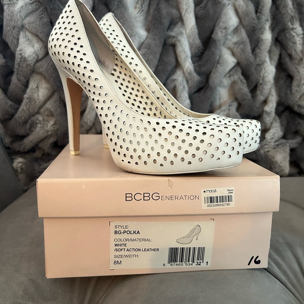 BCBGeneration White Perforated Heels